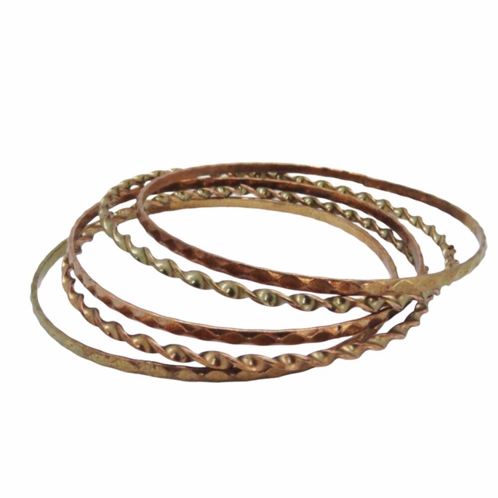 Y2k Icing Rose Gold & Brass Textured Bracelets